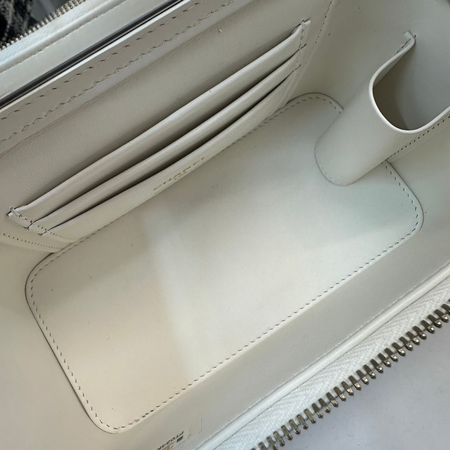 Chanel - Vanity Case with Chain - Leather - White