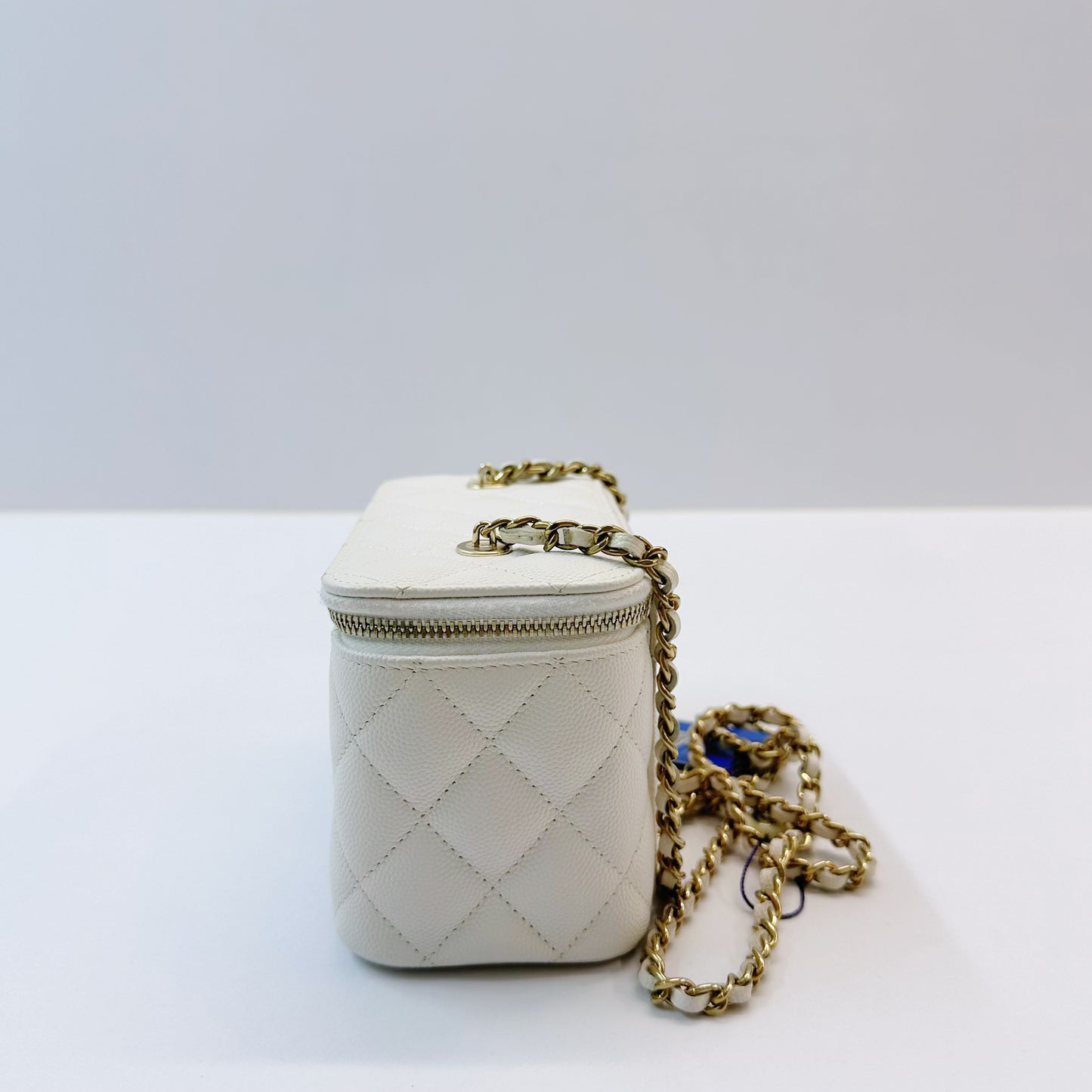 Chanel - Vanity Case with Chain - Leather - White