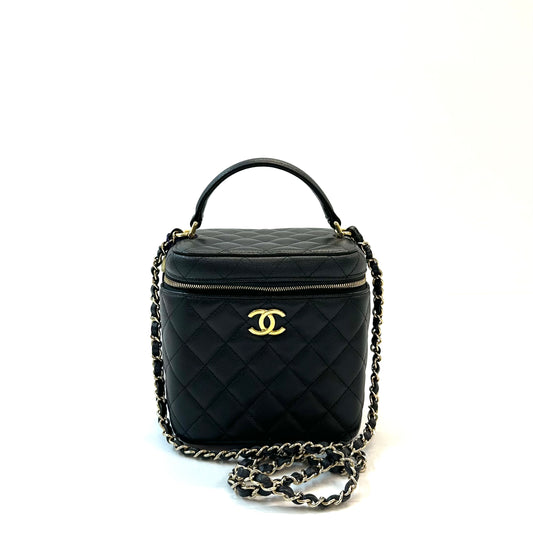 Chanel - Vertical Box Vanity Case - Leather - Black