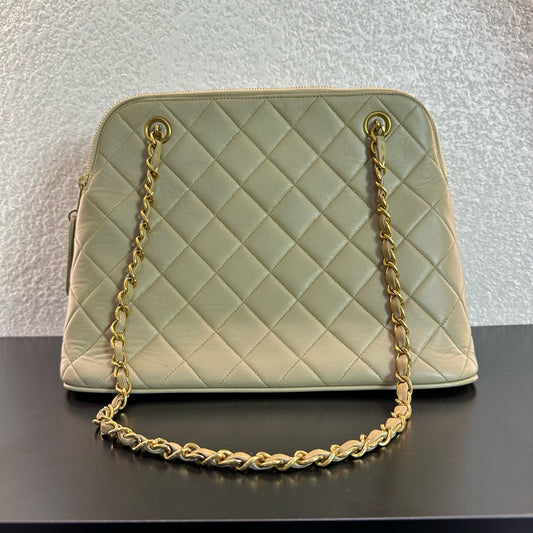 Chanel - Vintage Dome Chain Bag - Leather - Beige - (medium)