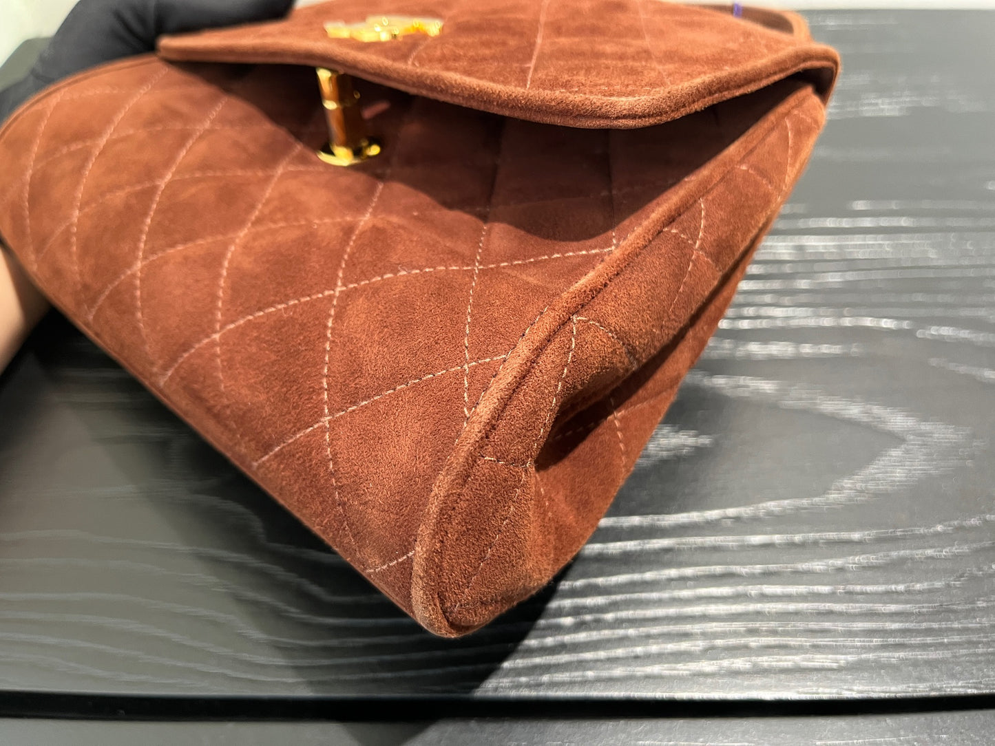 Chanel - Vintage Kelly Top Handle Bag - Velvet - Brown - (mini)