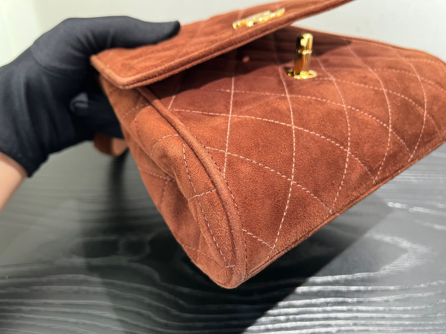 Chanel - Vintage Kelly Top Handle Bag - Velvet - Brown - (mini)