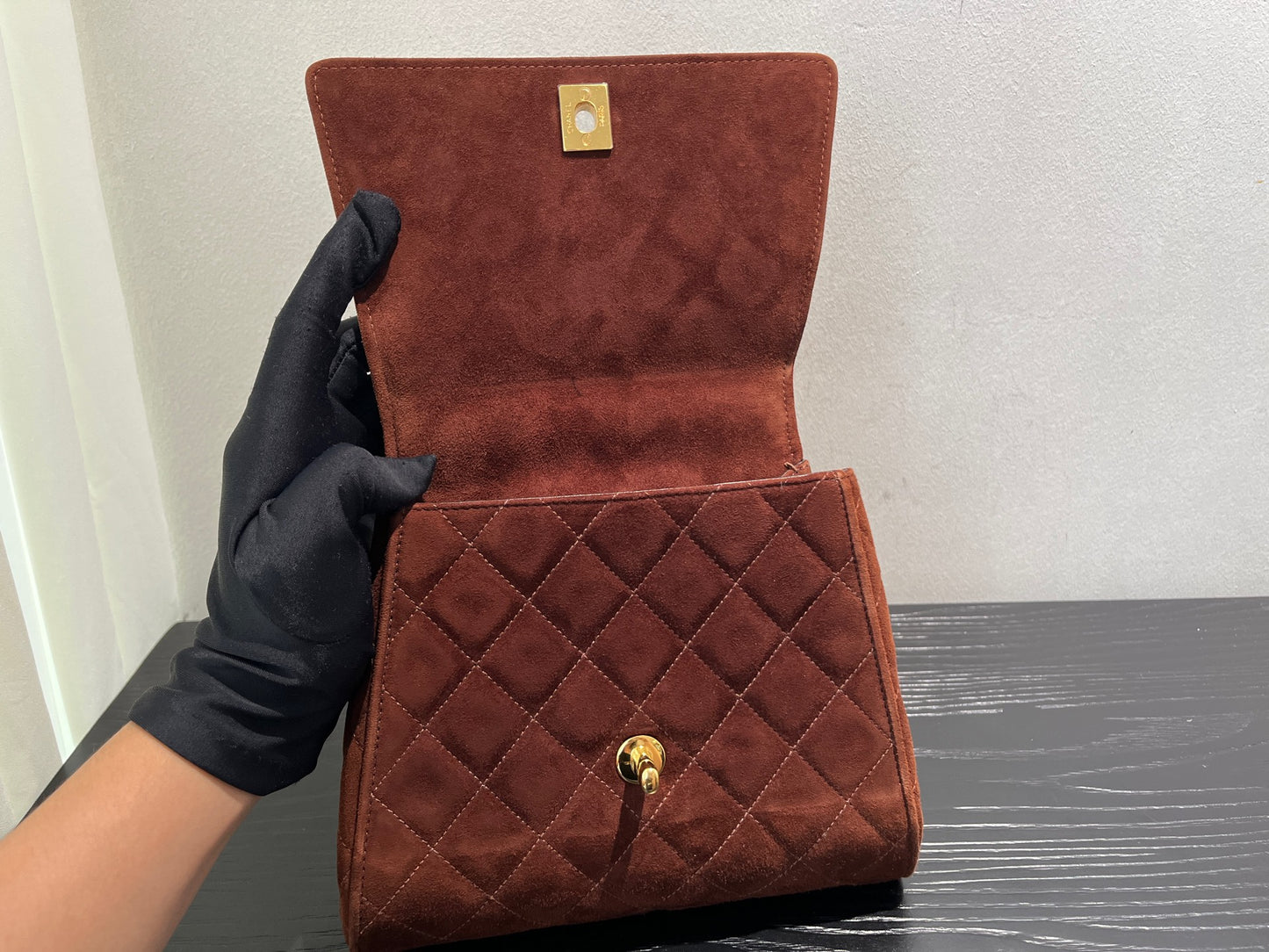 Chanel - Vintage Kelly Top Handle Bag - Velvet - Brown - (mini)