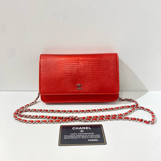 Chanel - Wallet on Chain - Exotic leathers - Lizard - Red - (mini)