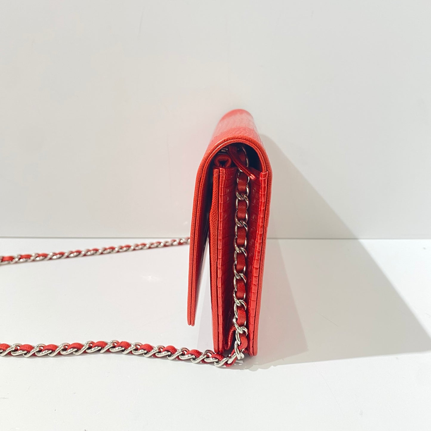 Chanel - Wallet on Chain - Exotic leathers - Lizard - Red - (mini)