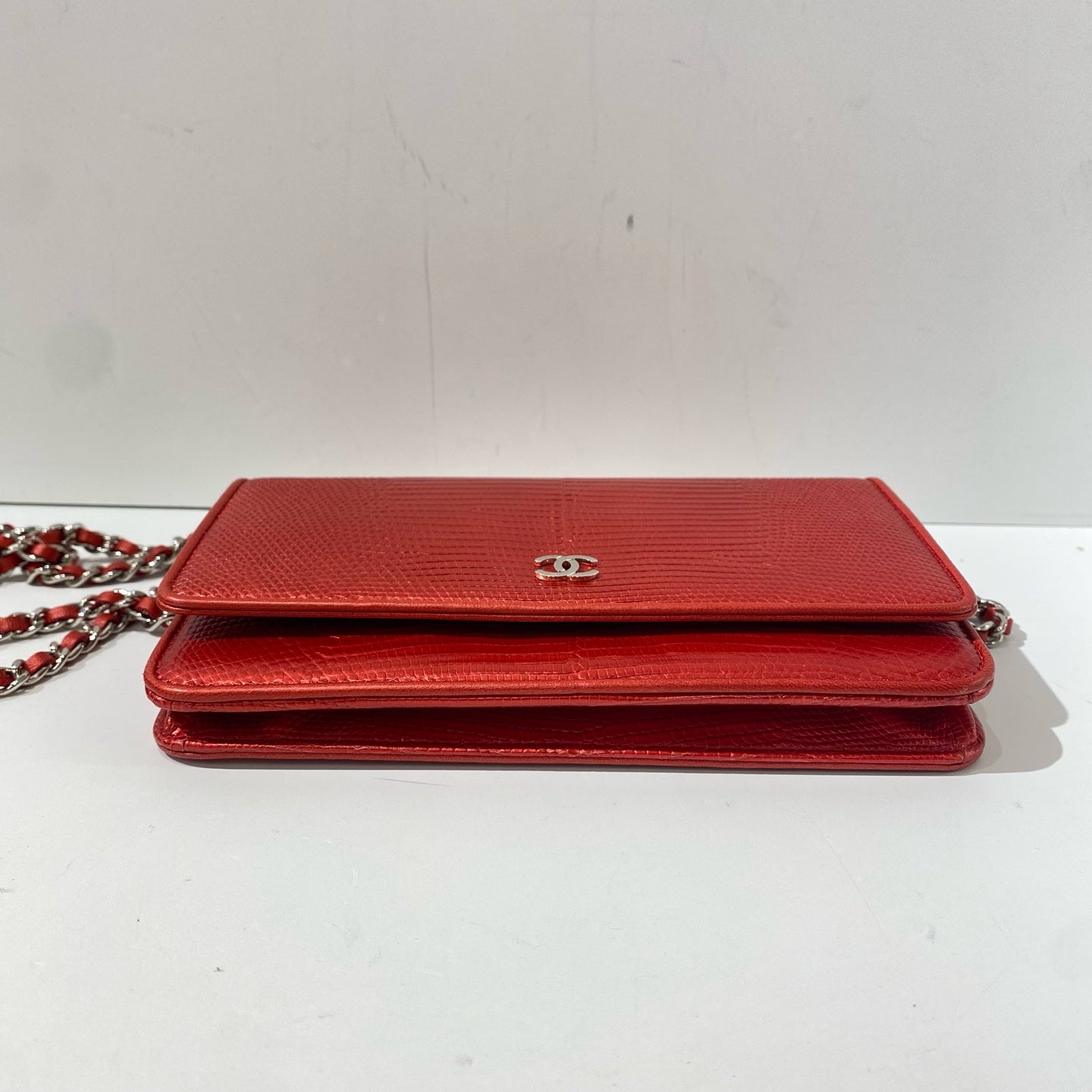 Chanel - Wallet on Chain - Exotic leathers - Lizard - Red - (mini)