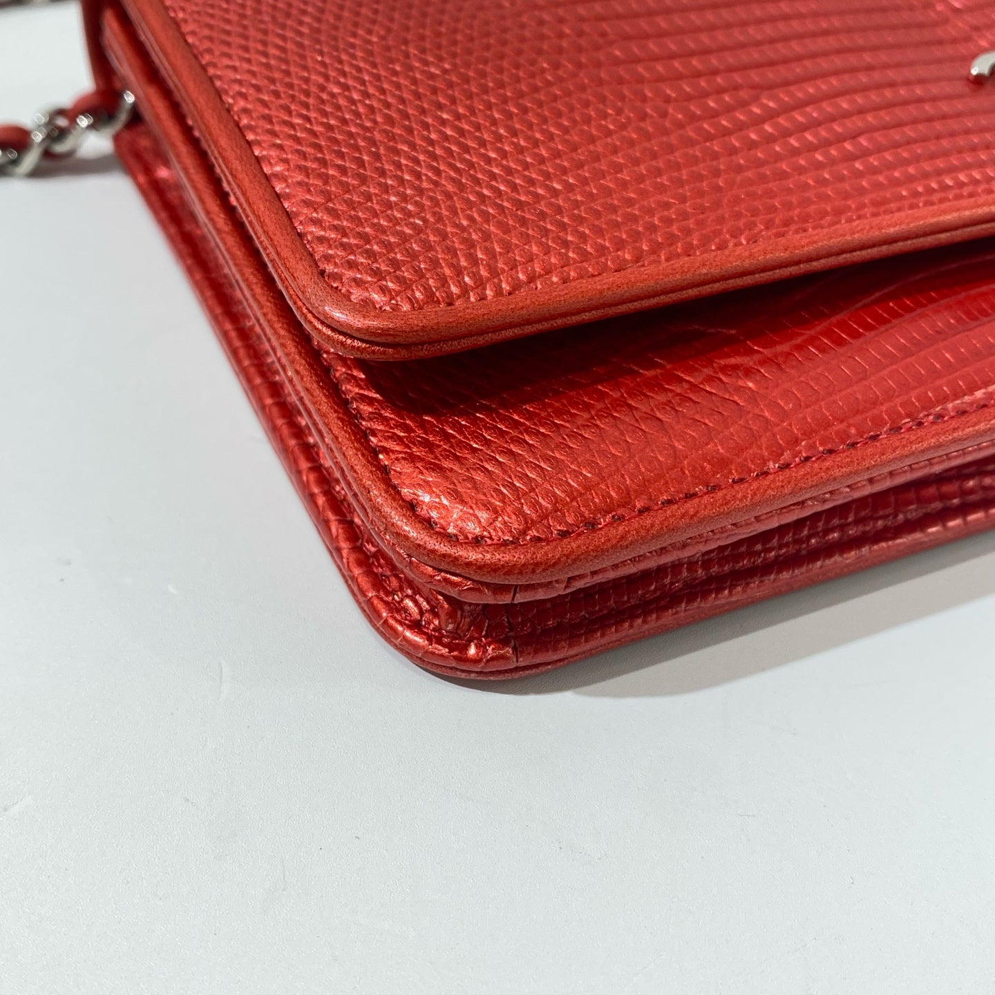 Chanel - Wallet on Chain - Exotic leathers - Lizard - Red - (mini)