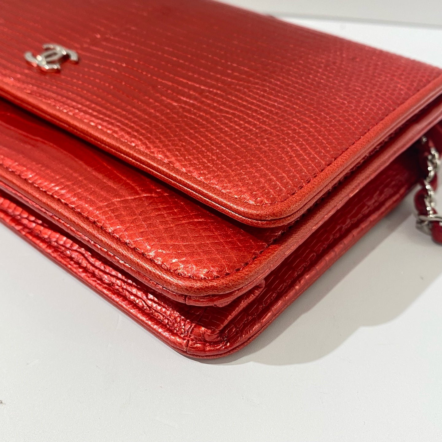 Chanel - Wallet on Chain - Exotic leathers - Lizard - Red - (mini)