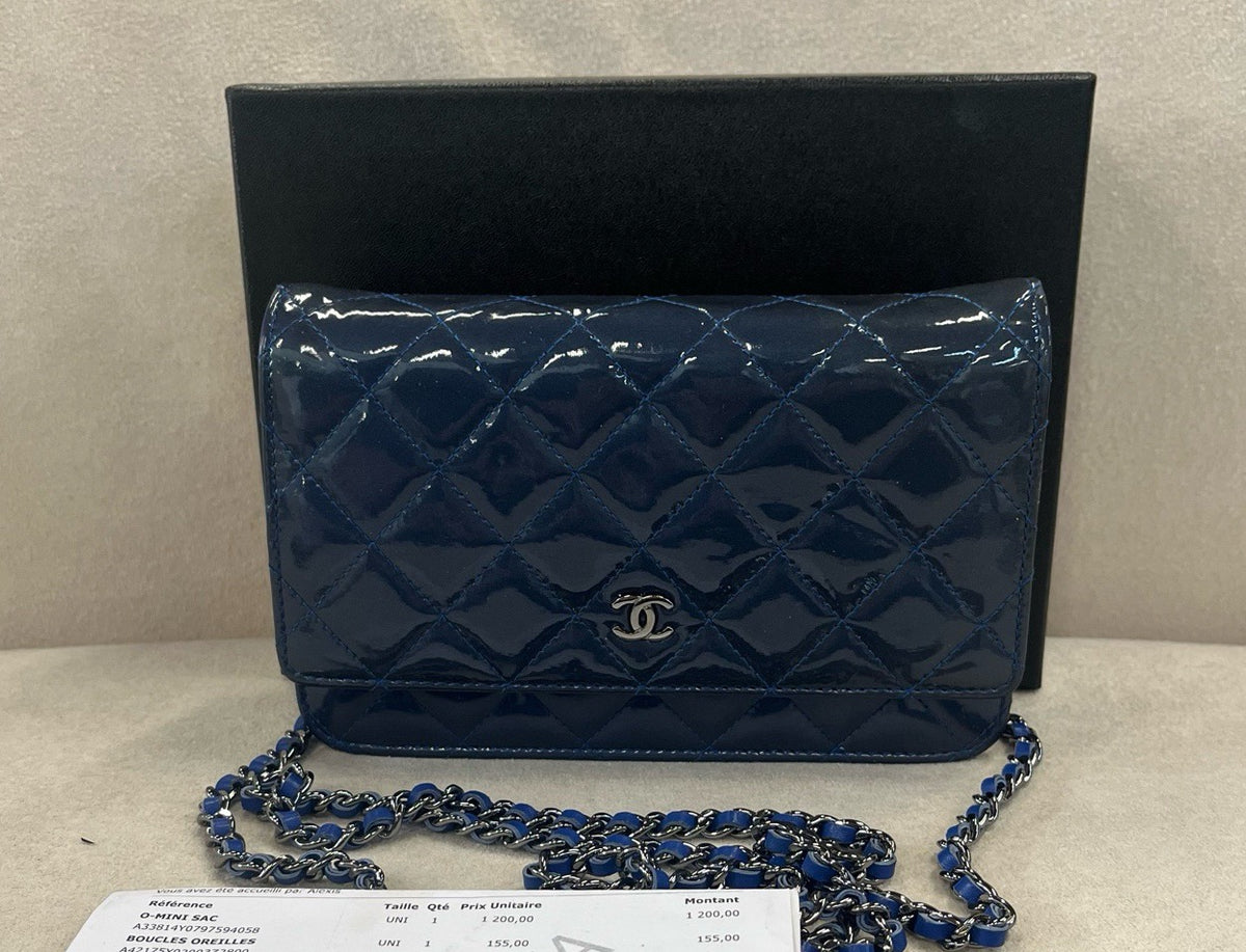 Chanel - Wallet on Chain - Patent leather - Navy - (small)