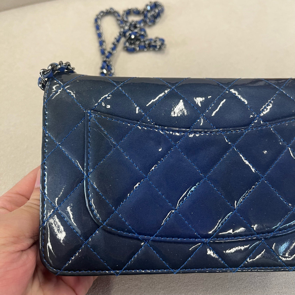 Chanel - Wallet on Chain - Patent leather - Navy - (small)