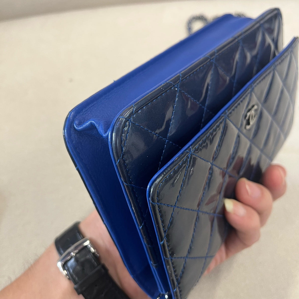 Chanel - Wallet on Chain - Patent leather - Navy - (small)