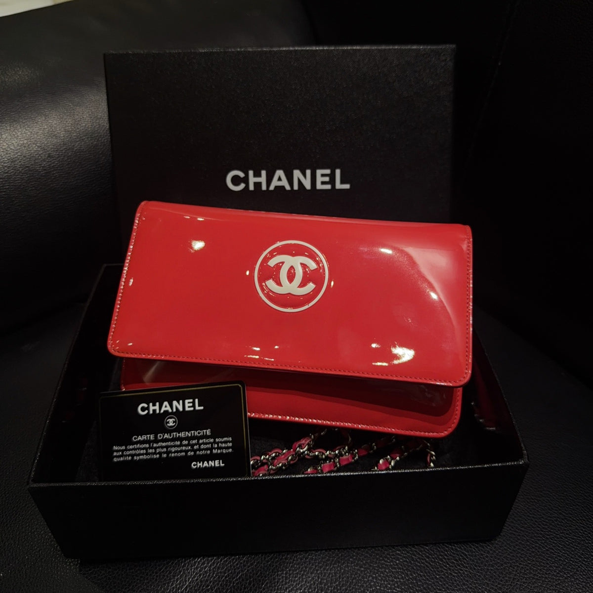 Chanel - Wallet on Chain - Patent leather - Red - (small)