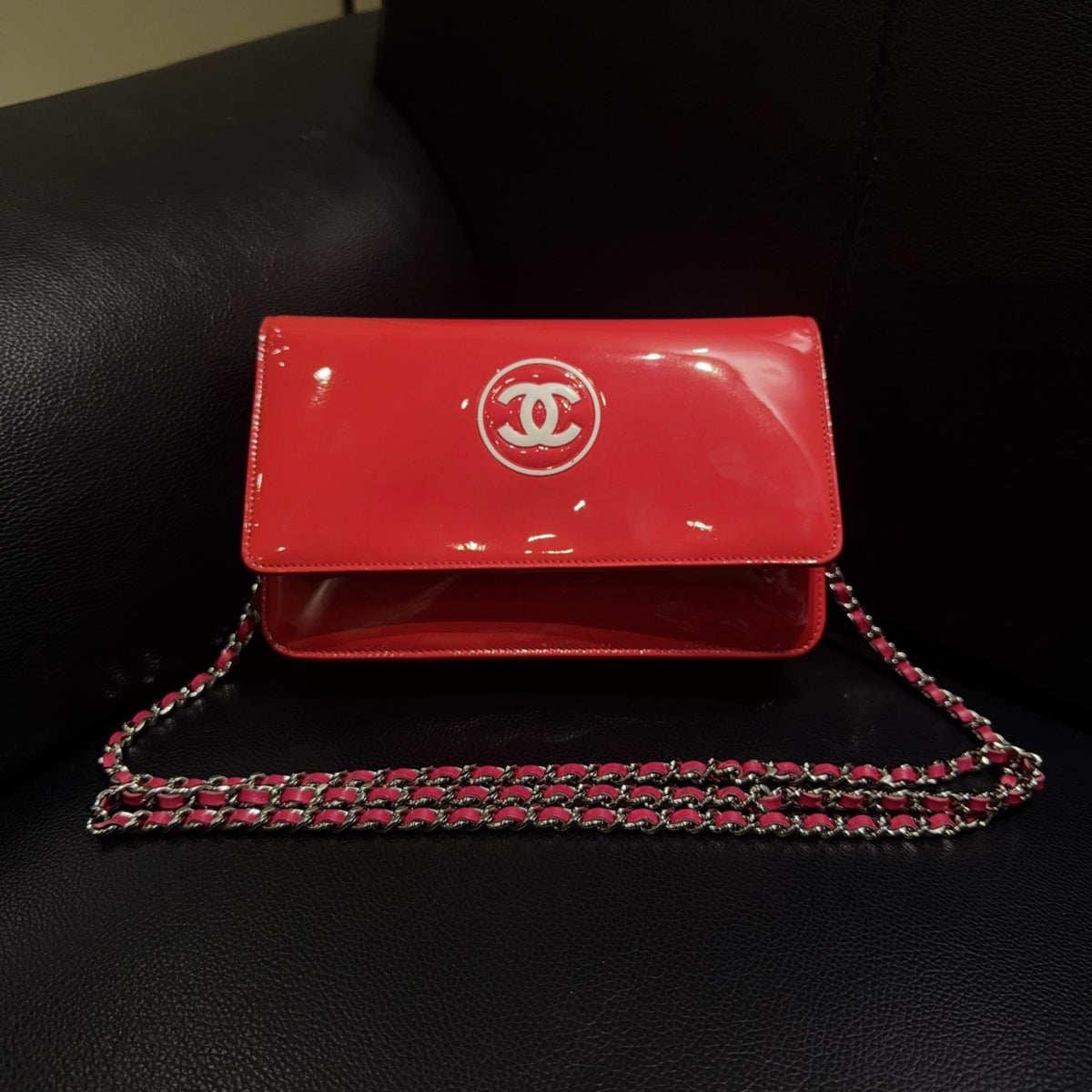 Chanel - Wallet on Chain - Patent leather - Red - (small)