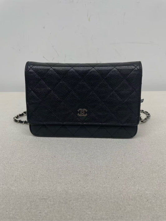 Chanel - Wallet On Chain (WOC) - Caviar leather - Black with Silver-Tone Hardware - (mini)
