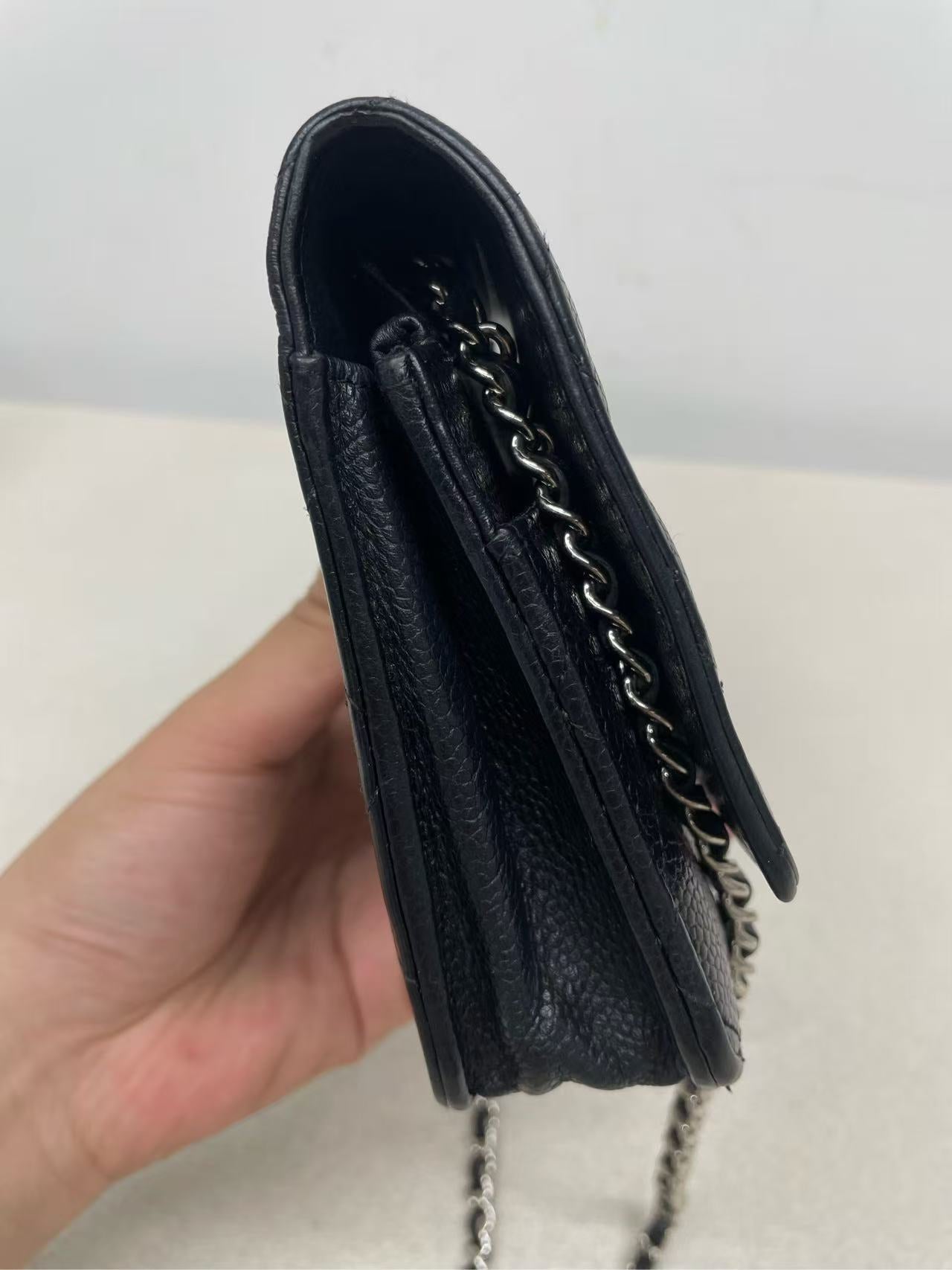 Chanel - Wallet On Chain (WOC) - Caviar leather - Black with Silver-Tone Hardware - (mini)