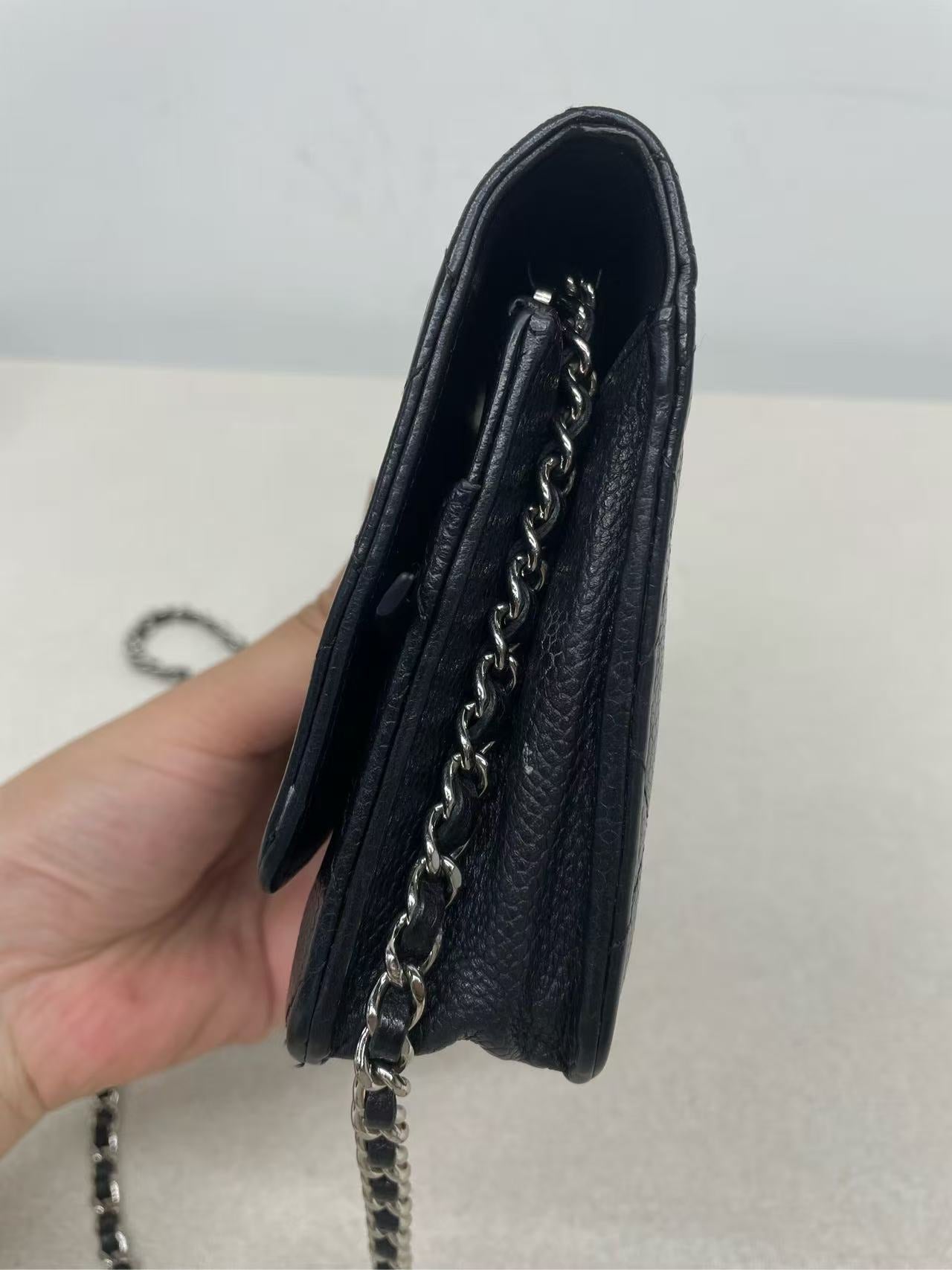 Chanel - Wallet On Chain (WOC) - Caviar leather - Black with Silver-Tone Hardware - (mini)