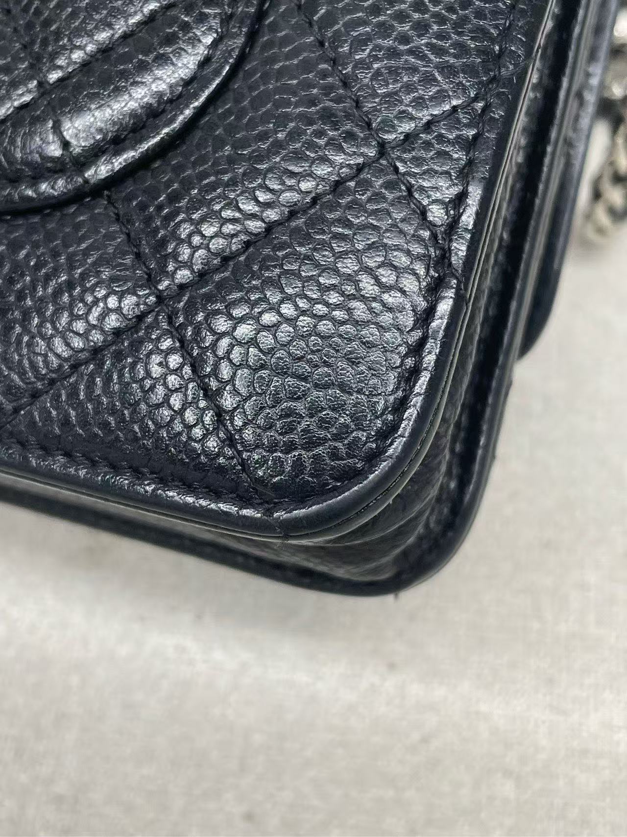 Chanel - Wallet On Chain (WOC) - Caviar leather - Black with Silver-Tone Hardware - (mini)