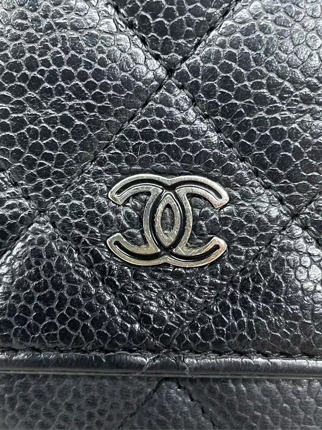 Chanel - Wallet On Chain (WOC) - Caviar leather - Black with Silver-Tone Hardware - (mini)