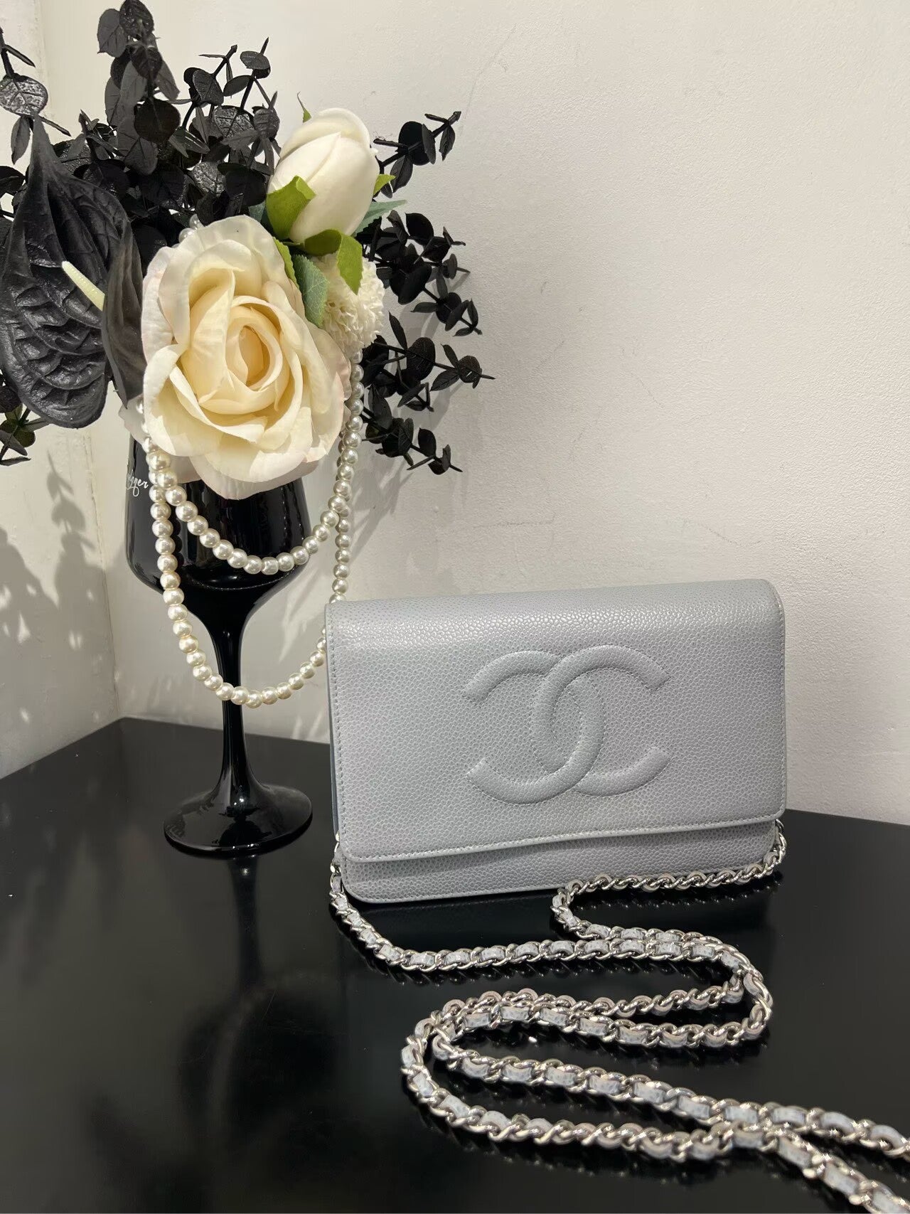 Chanel - Wallet on Chain (WOC) - Grained calfskin leather - Haze Blue - (mini)