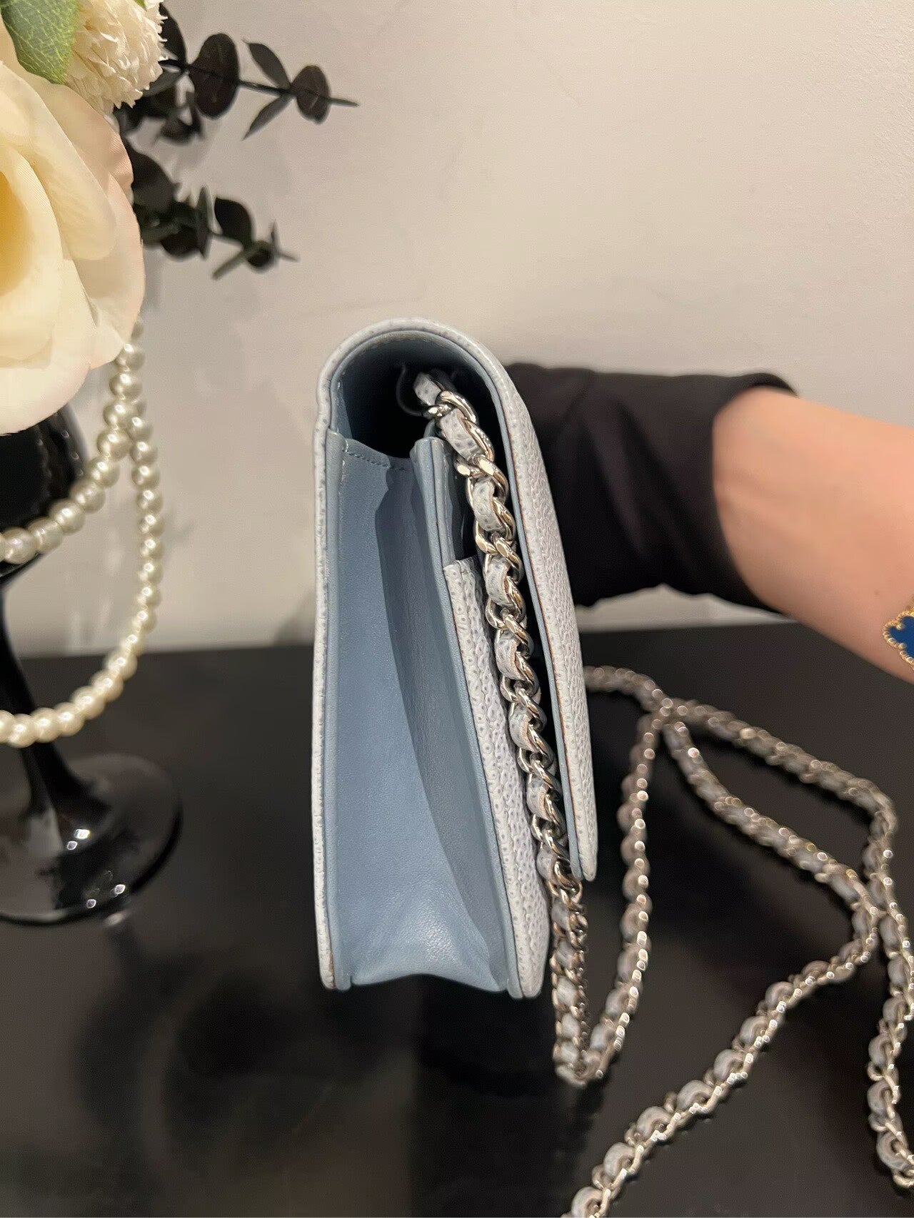 Chanel - Wallet on Chain (WOC) - Grained calfskin leather - Haze Blue - (mini)