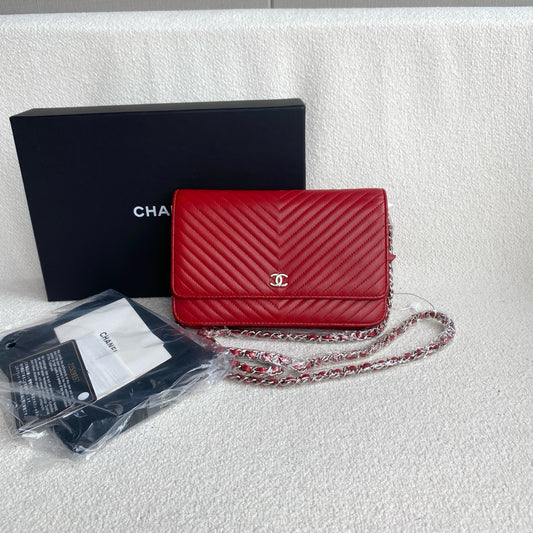Chanel - Wallet on Chain (WOC) - Lambskin leather - Red - (mini)