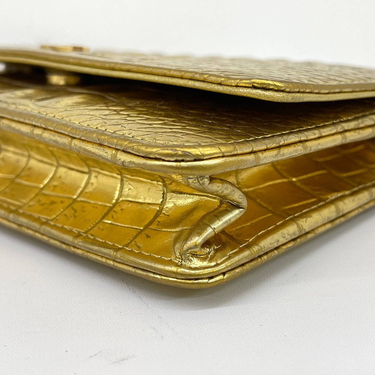 Chanel - WOC (Wallet on Chain) - Crocodile embossed leather - Gold - (mini)