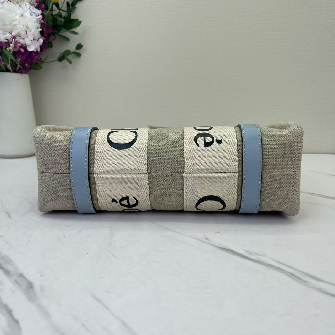 Chloe - Woody - Canvas and Leather - Beige and Blue - (small)