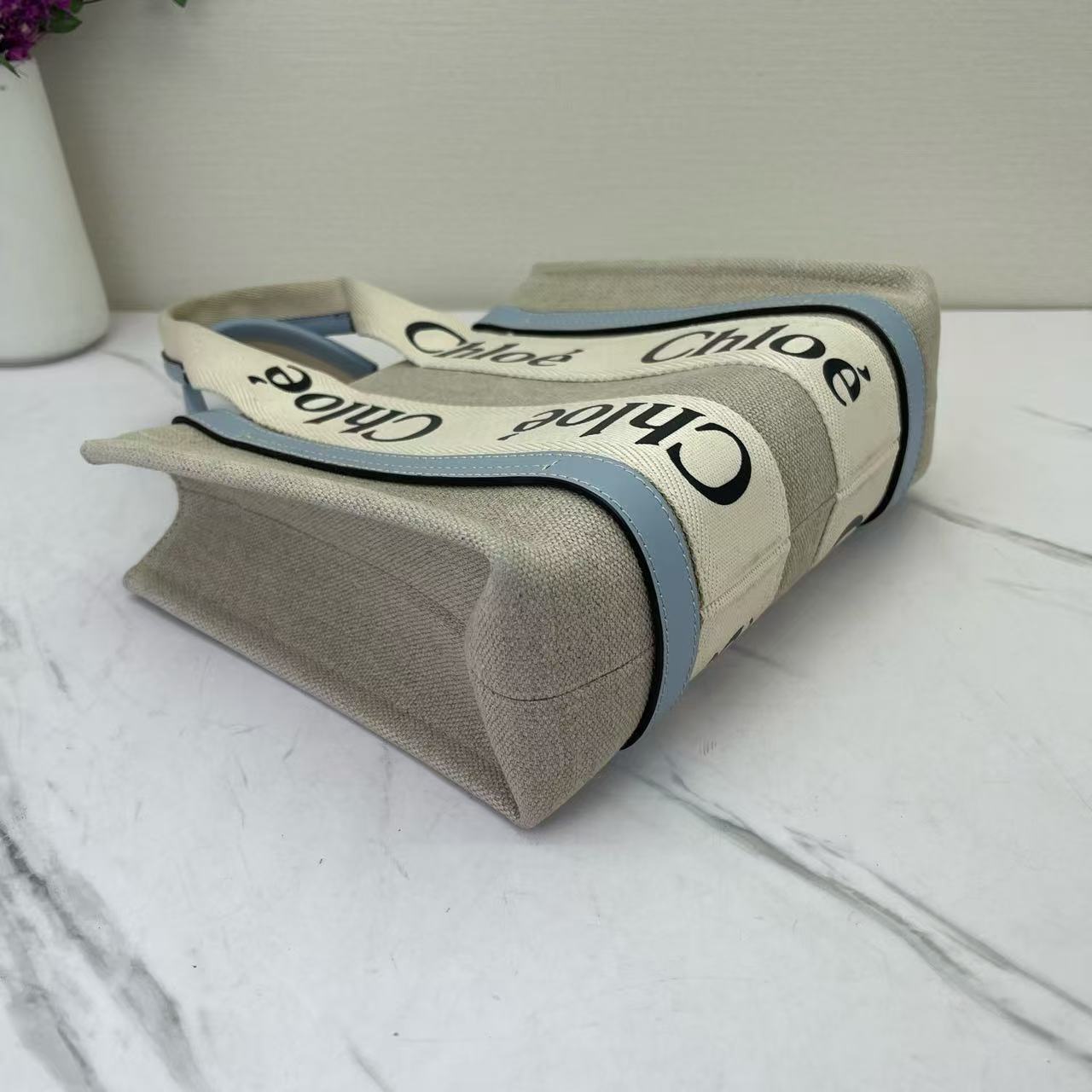 Chloe - Woody - Canvas and Leather - Beige and Blue - (small)