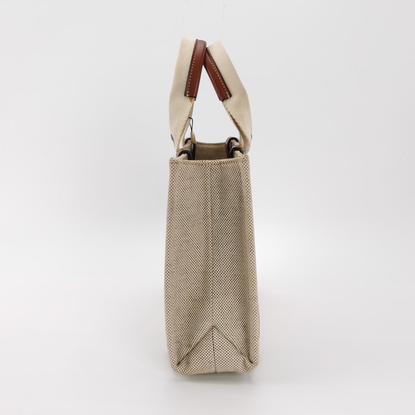 Chloé - Woody Small Tote Bag - Canvas with Leather Trim - Beige - (Small)