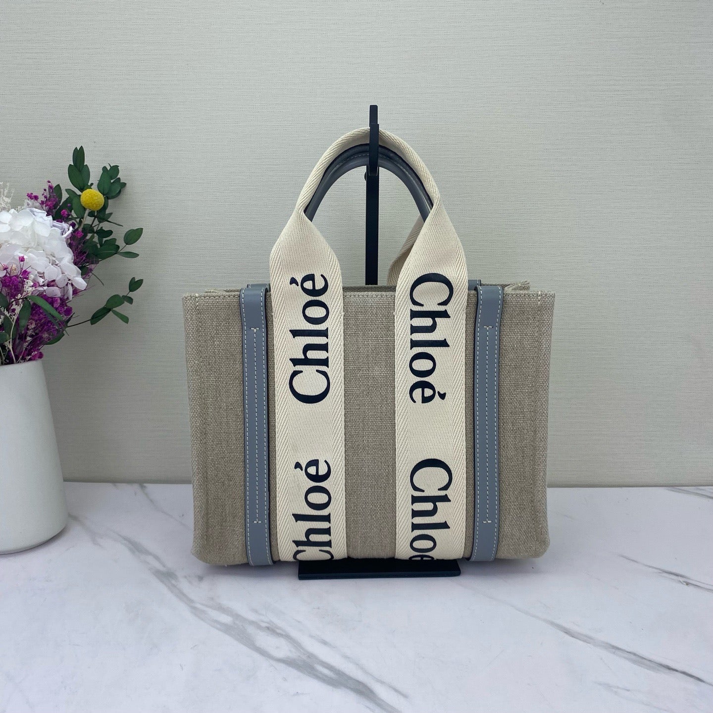 Chloe - Woody Tote Bag Small - Canvas - Beige - (Small)