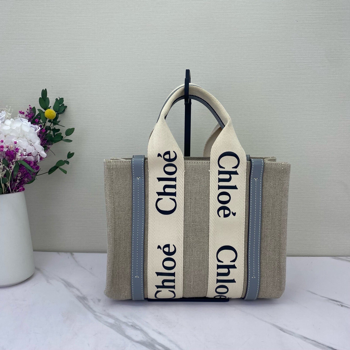 Chloe - Woody Tote Bag Small - Canvas - Beige - (Small)