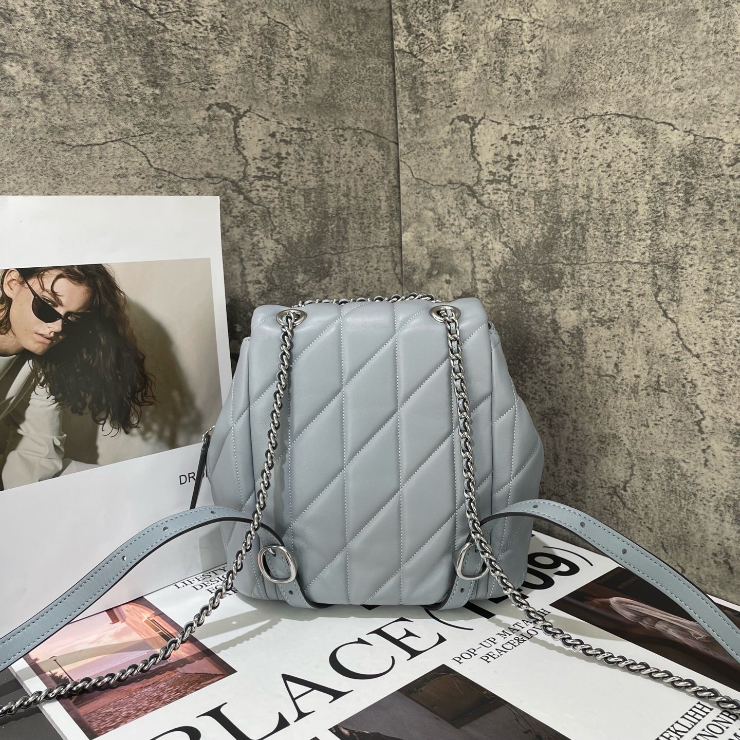 Coach - Tabby Backpack - Leather - Blue-Grey with Silver-Tone Hardware - (mini)
