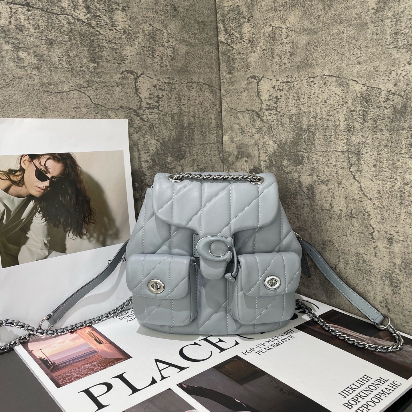 Coach - Tabby Backpack - Leather - Blue-Grey with Silver-Tone Hardware - (mini)
