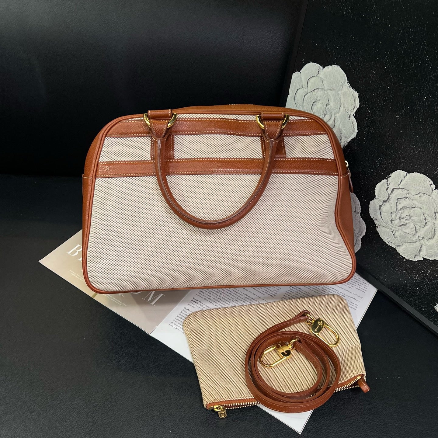 Delvaux - Boston Bag - Cloth - Brown - (medium)