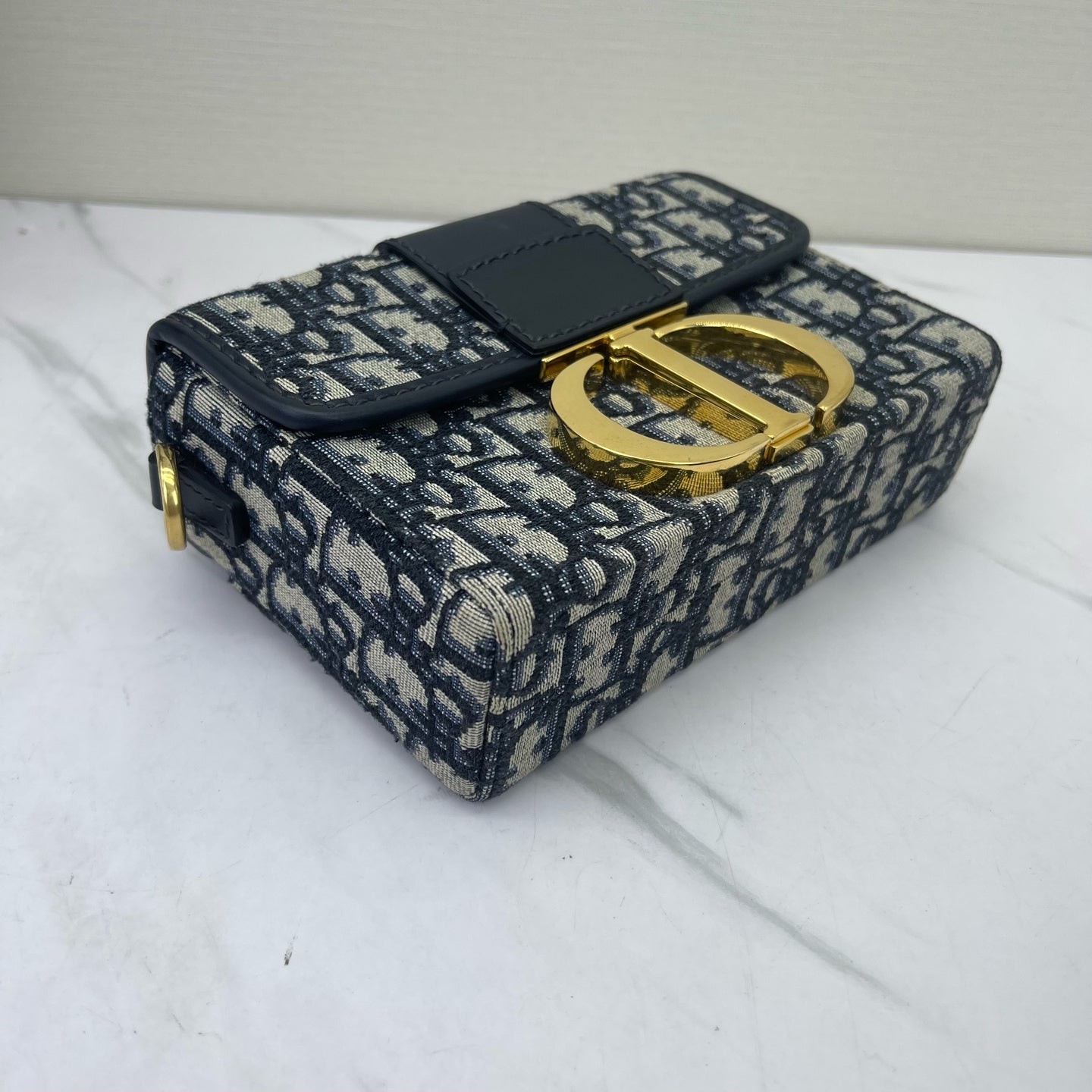 Dior - 30 Montaigne Box Bag - Jacquard canvas and cowhide leather - Navy and Beige - (mini)