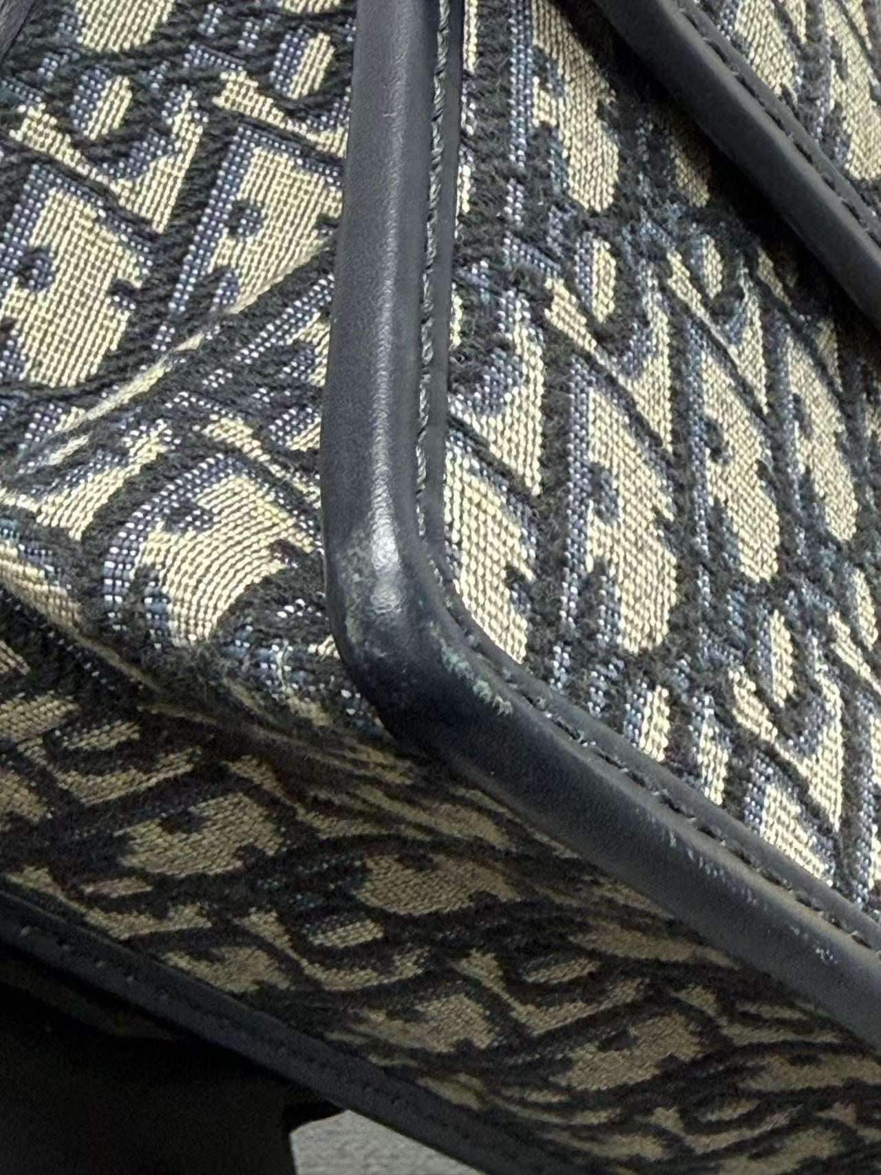 Dior - 30 Montaigne - Dior Oblique jacquard canvas with calfskin leather trim and details - Beige and Navy Blue - (Medium)