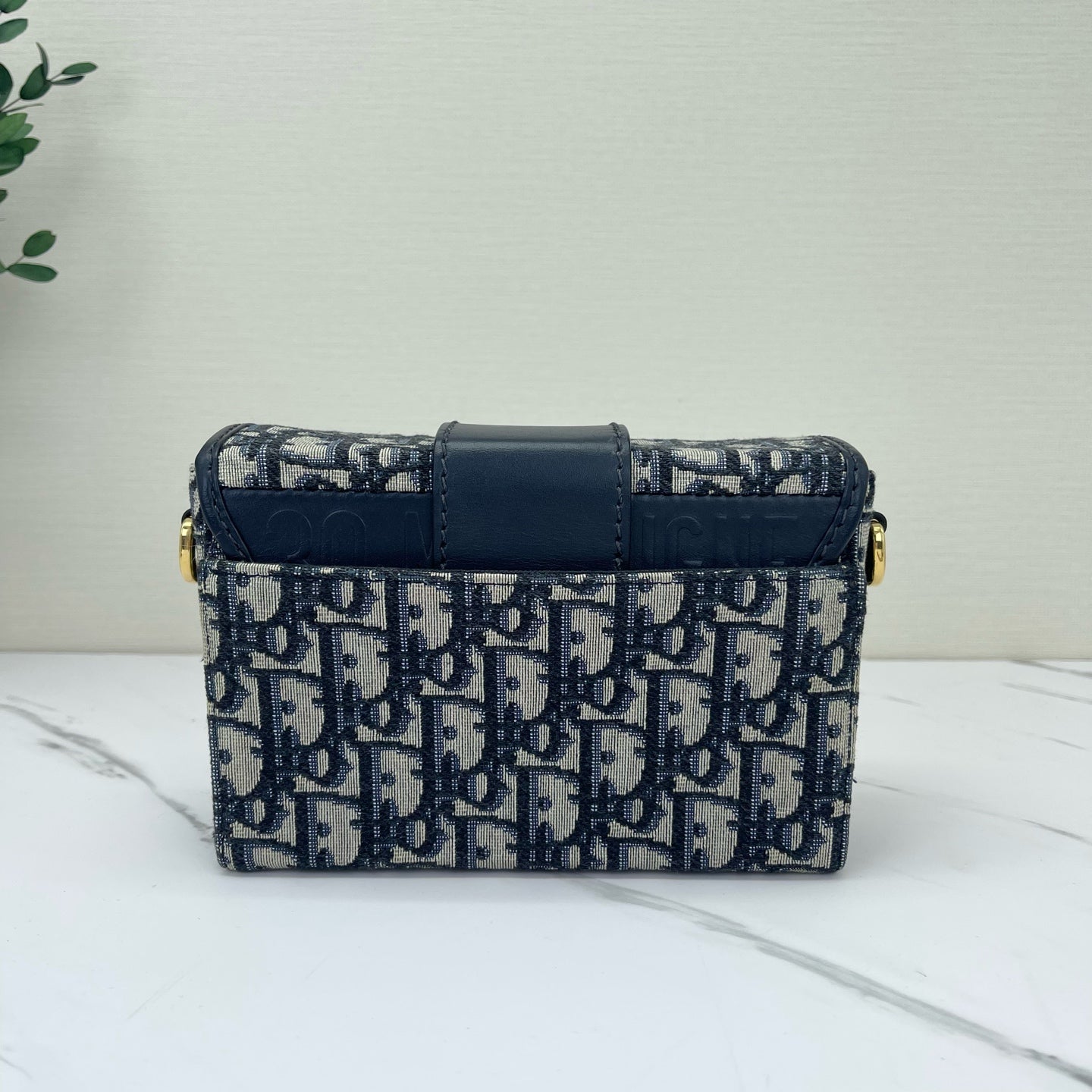 Dior - 30 Montaigne - Dior Oblique jacquard canvas with calfskin leather trim - Navy Blue and Beige - (mini)