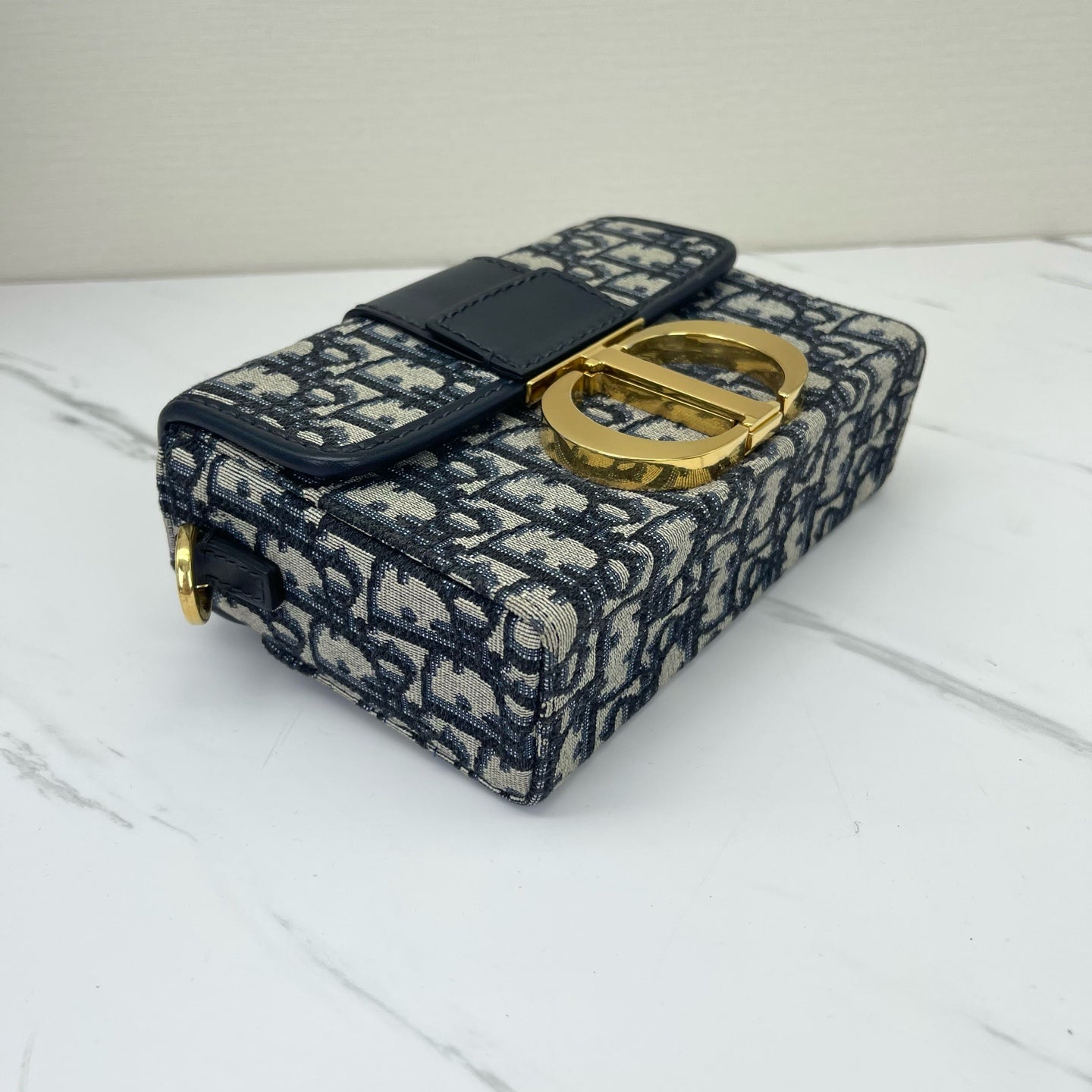Dior - 30 Montaigne - Dior Oblique jacquard canvas with calfskin leather trim - Navy Blue and Beige - (mini)