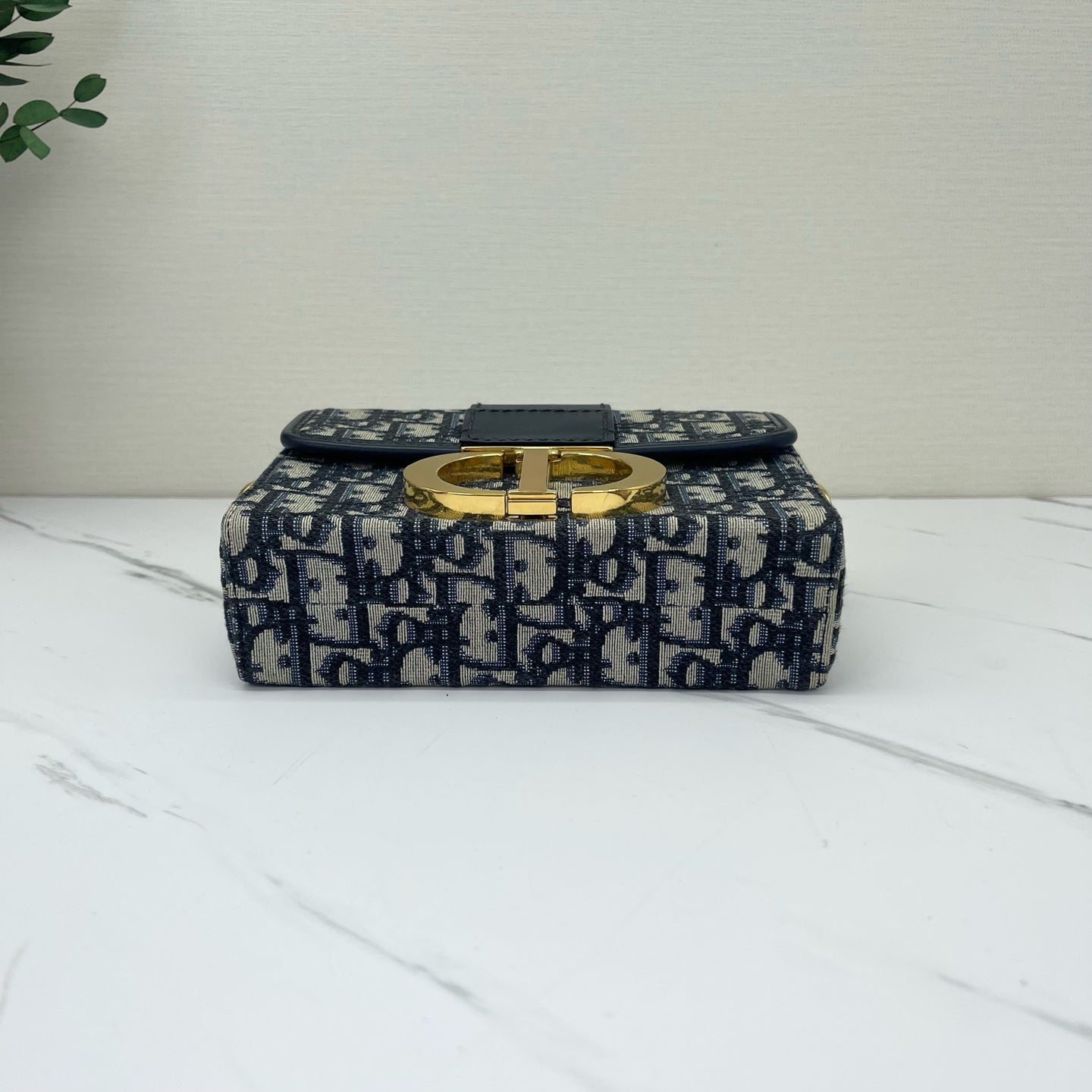 Dior - 30 Montaigne - Dior Oblique jacquard canvas with calfskin leather trim - Navy Blue and Beige - (mini)