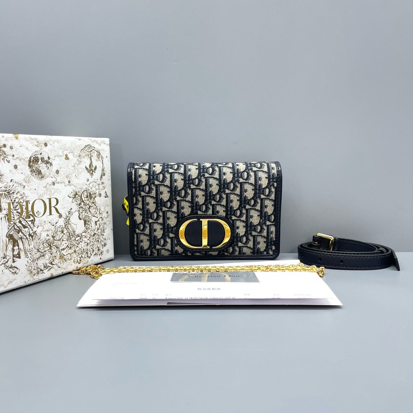 Dior - 30 Montaigne Duo - Jacquard canvas and leather - Blue - (Mini)