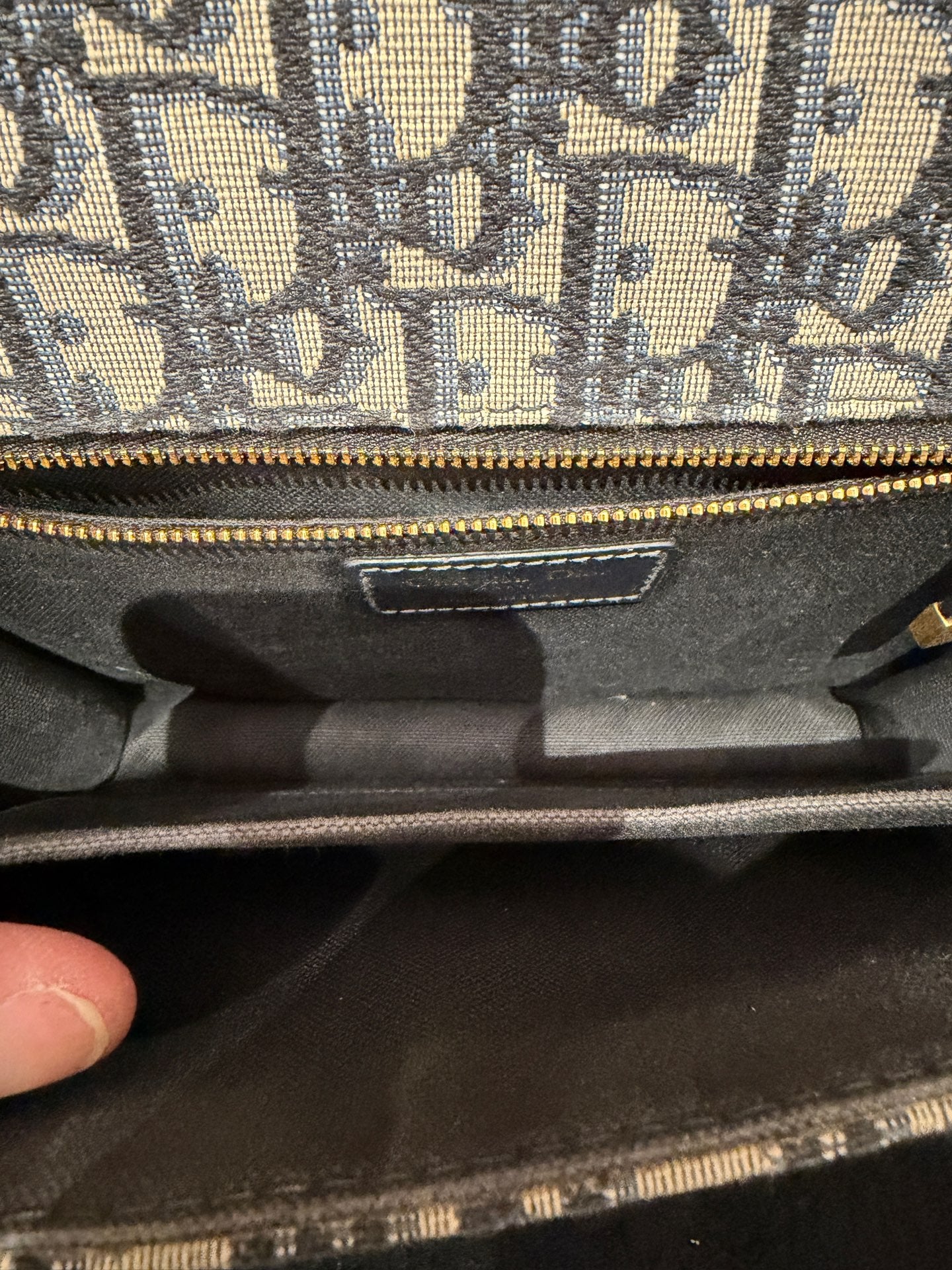 Dior - 30 Montaigne Flap Bag - Dior Oblique jacquard canvas with leather trim - Navy Blue and Beige - (medium)