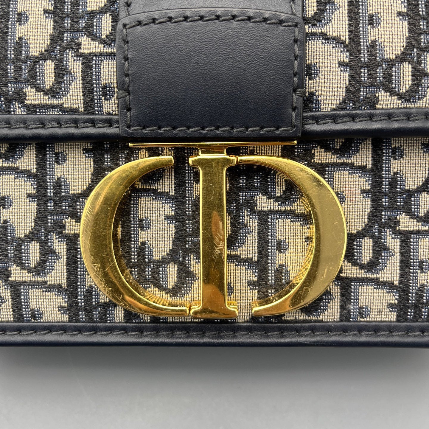 Dior - 30 Montaigne - Jacquard canvas and leather - Blue and beige - (Medium)