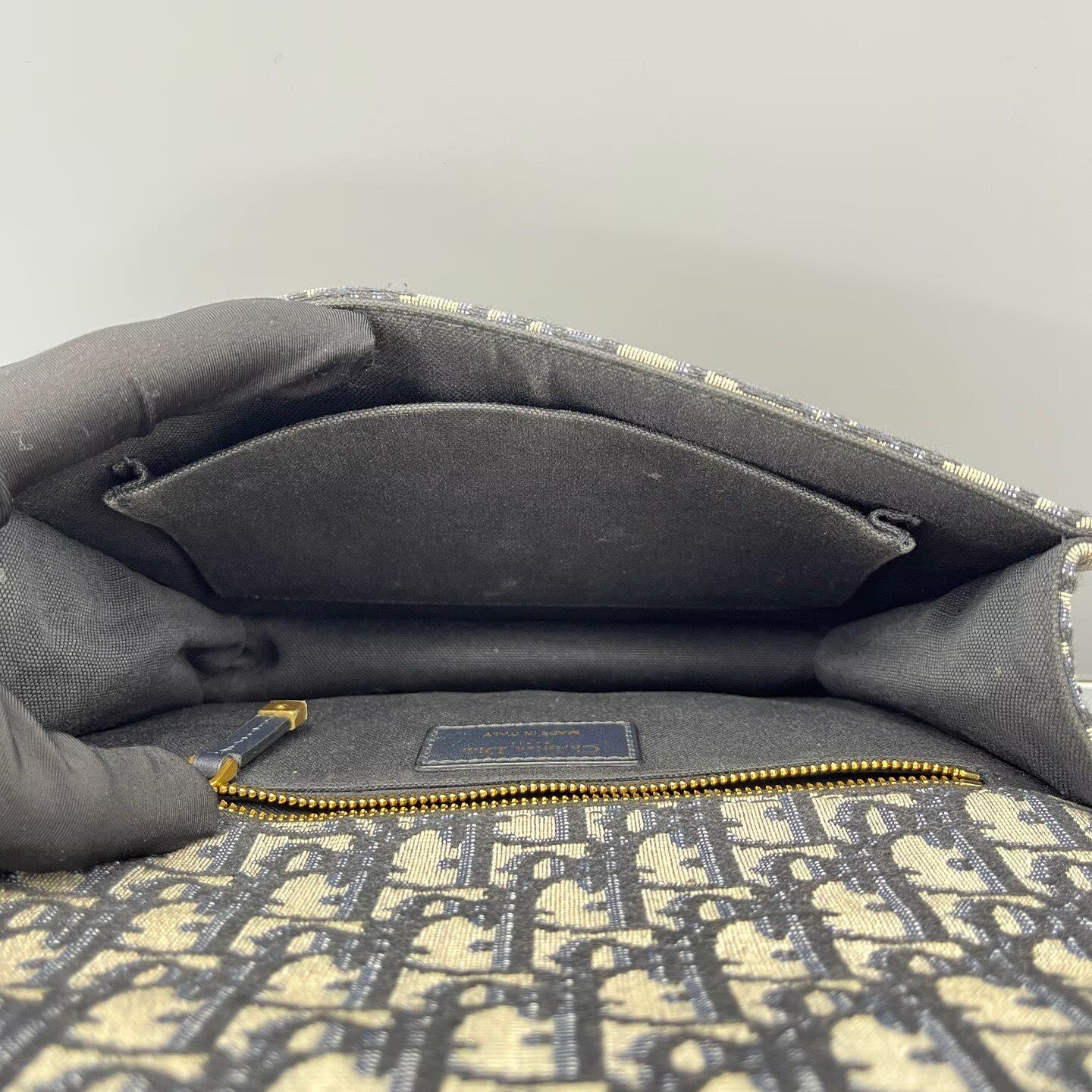 Dior - 30 Montaigne - Jacquard canvas and leather - Blue and beige - (Medium)