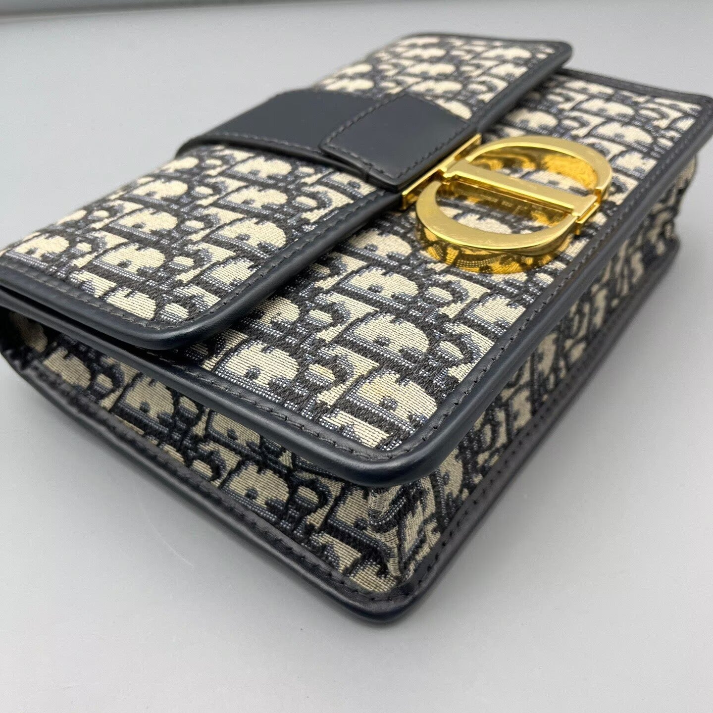 Dior - 30 Montaigne - Jacquard canvas and leather - Blue and beige - (Medium)