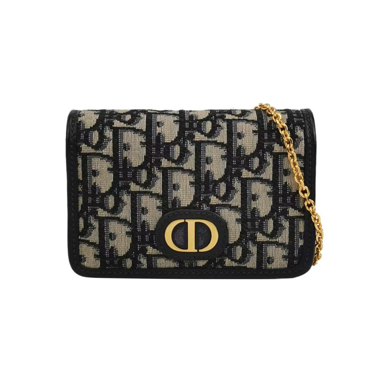 Dior - 30 Montaigne Nano - Cowhide leather and Oblique canvas - Black - (mini)
