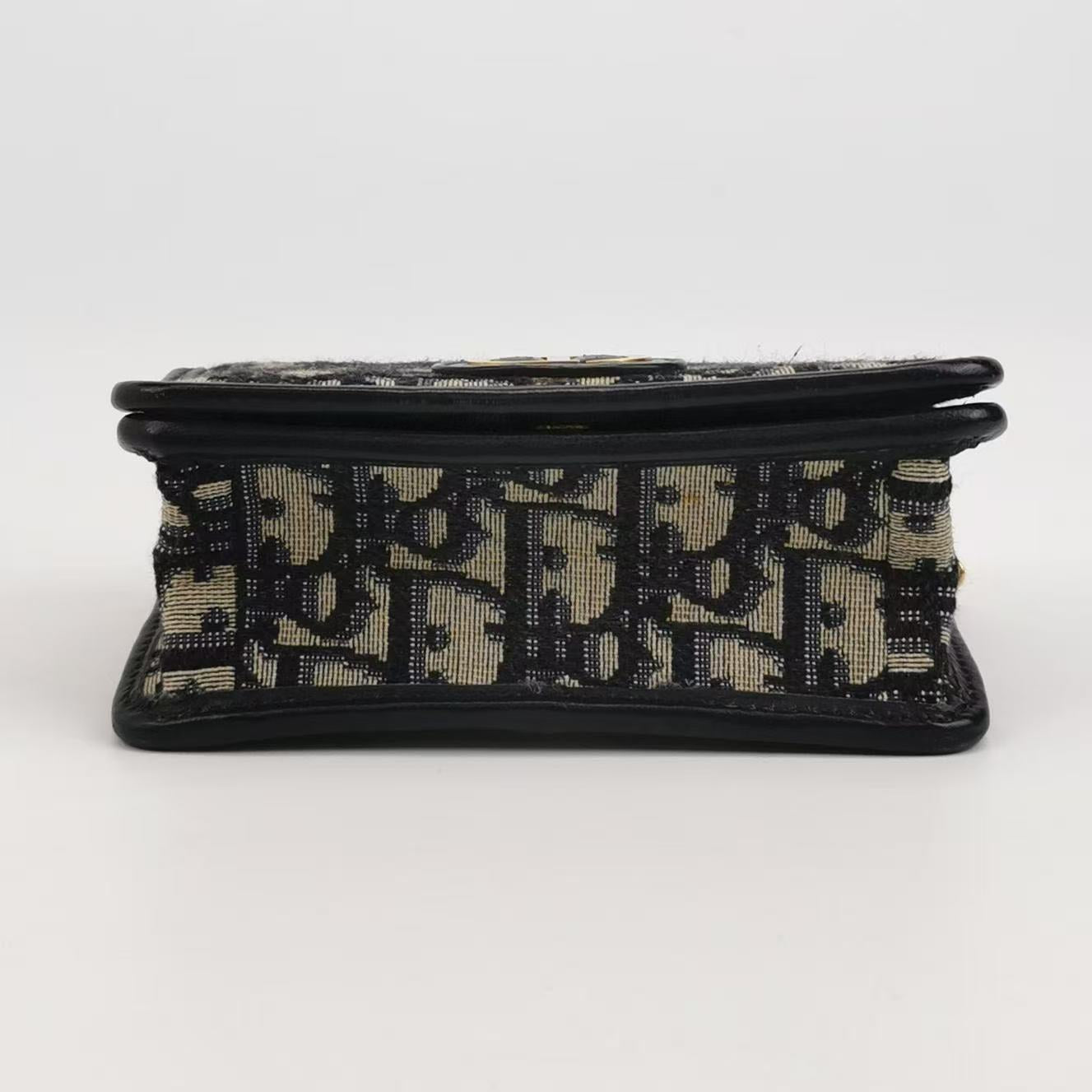 Dior - 30 Montaigne Nano - Cowhide leather and Oblique canvas - Black - (mini)