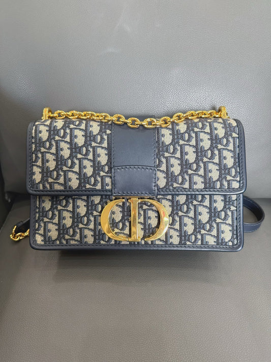 Dior - 30 Montaigne - Oblique canvas with leather trim - Blue - (Small)