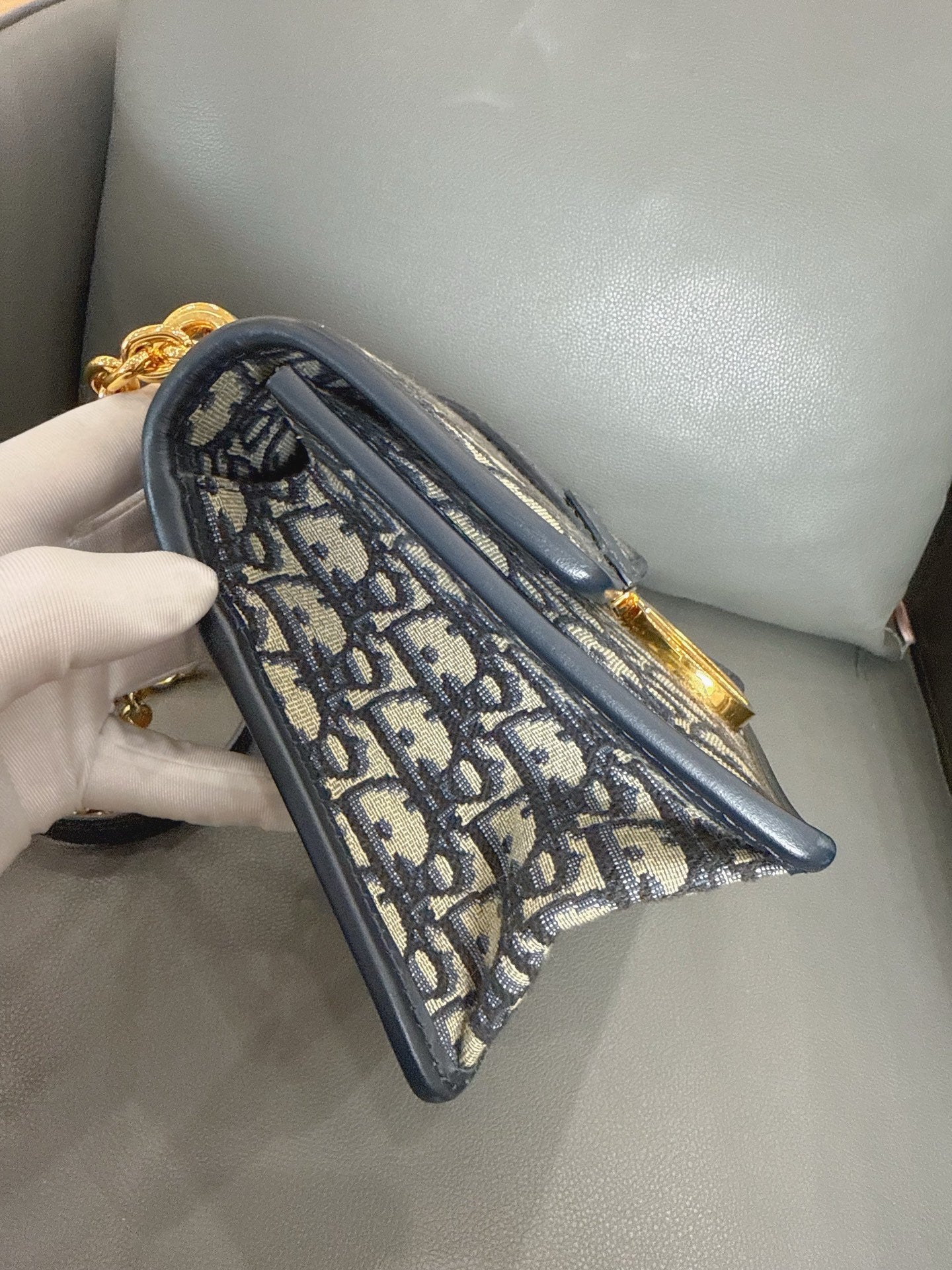 Dior - 30 Montaigne - Oblique canvas with leather trim - Blue - (Small)