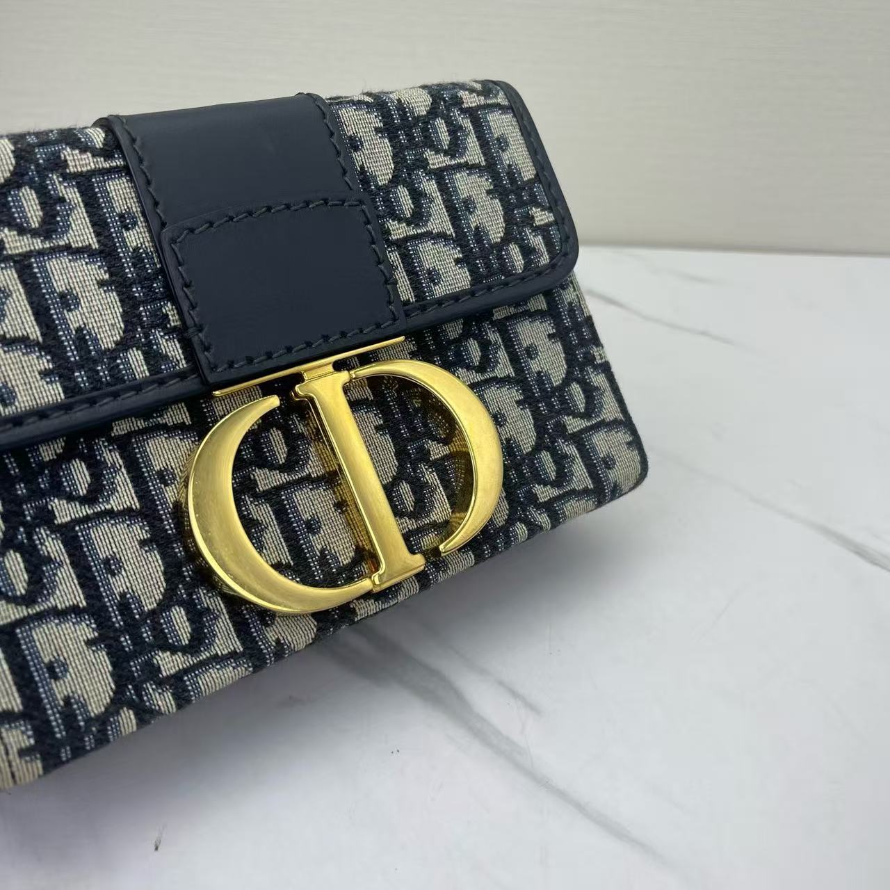 Dior - 30 Montaigne - Oblique jacquard canvas and cowhide leather - Navy Blue - (mini)