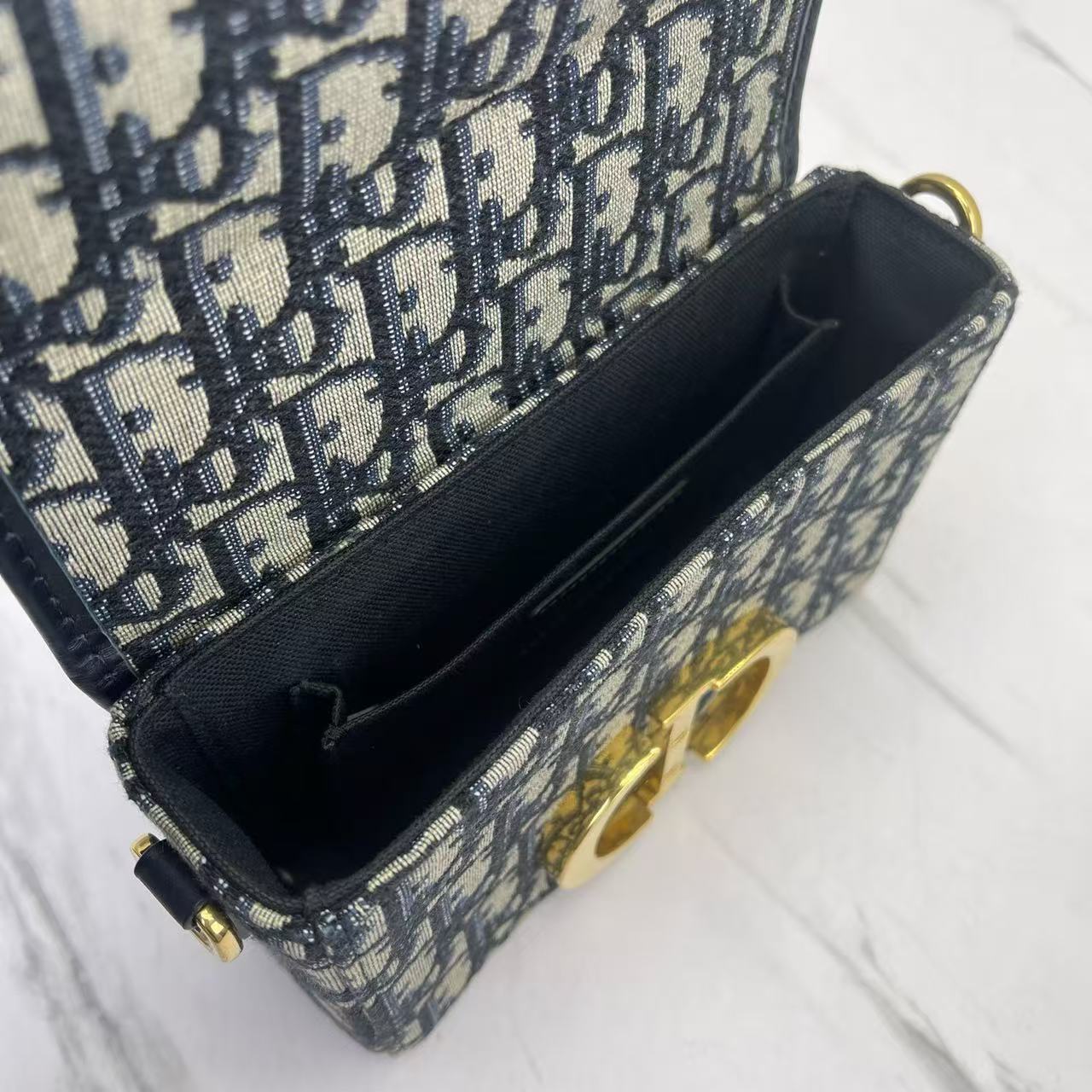 Dior - 30 Montaigne - Oblique jacquard canvas and cowhide leather - Navy Blue - (mini)